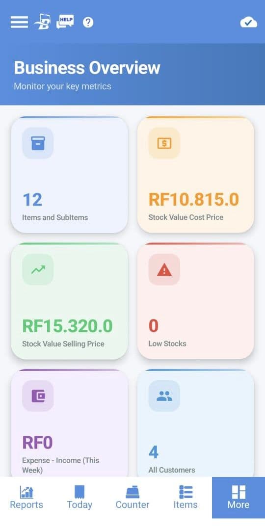 BizStack dashboard screen
